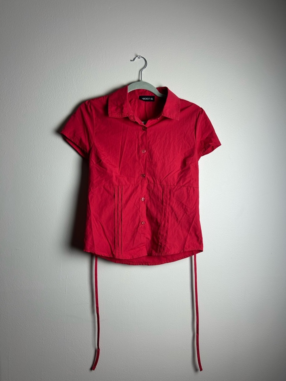 Arden B Red Short-Sleeve Button Down Shirt